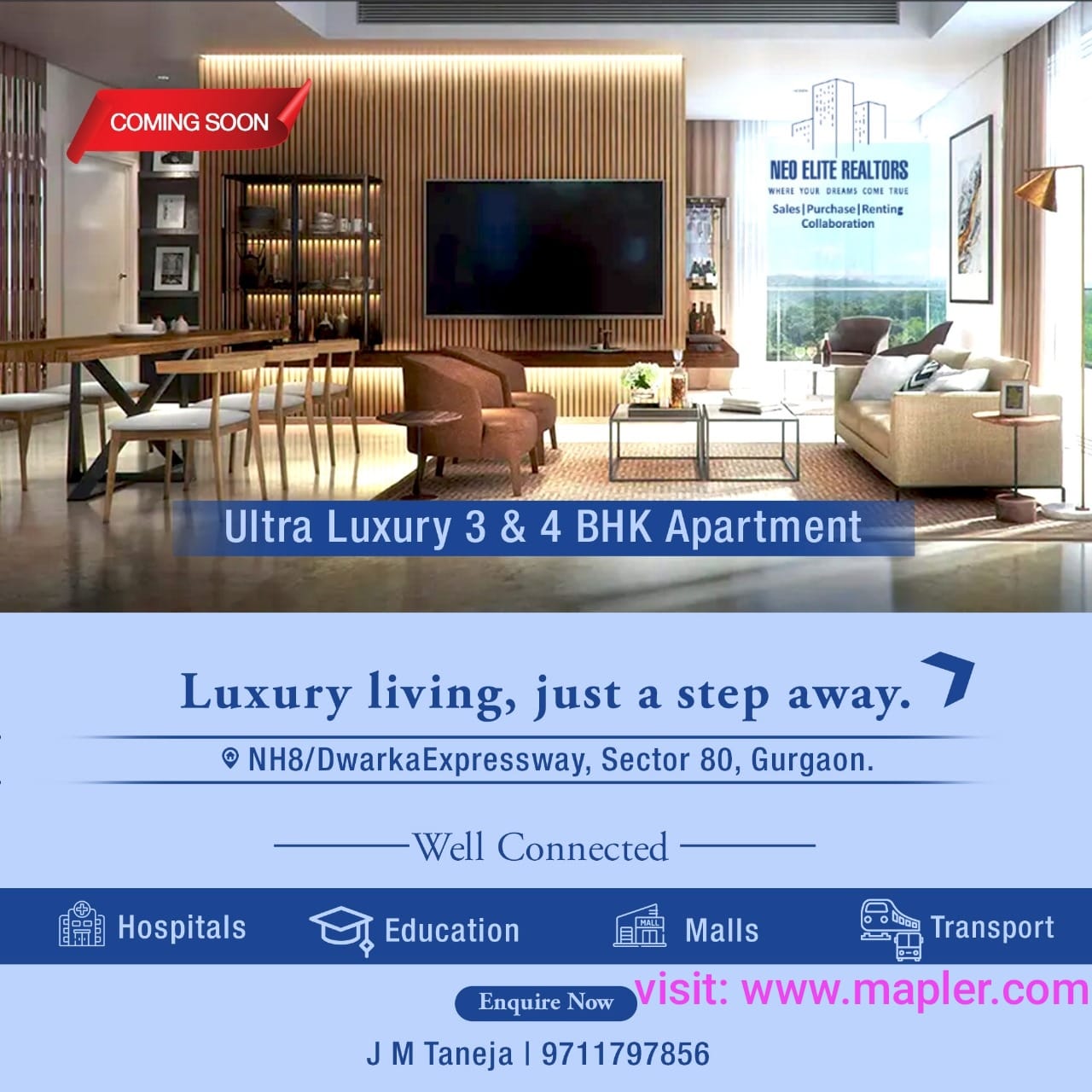 Ultra Luxury 3 & 4 BHK Apartment in Gurgaon